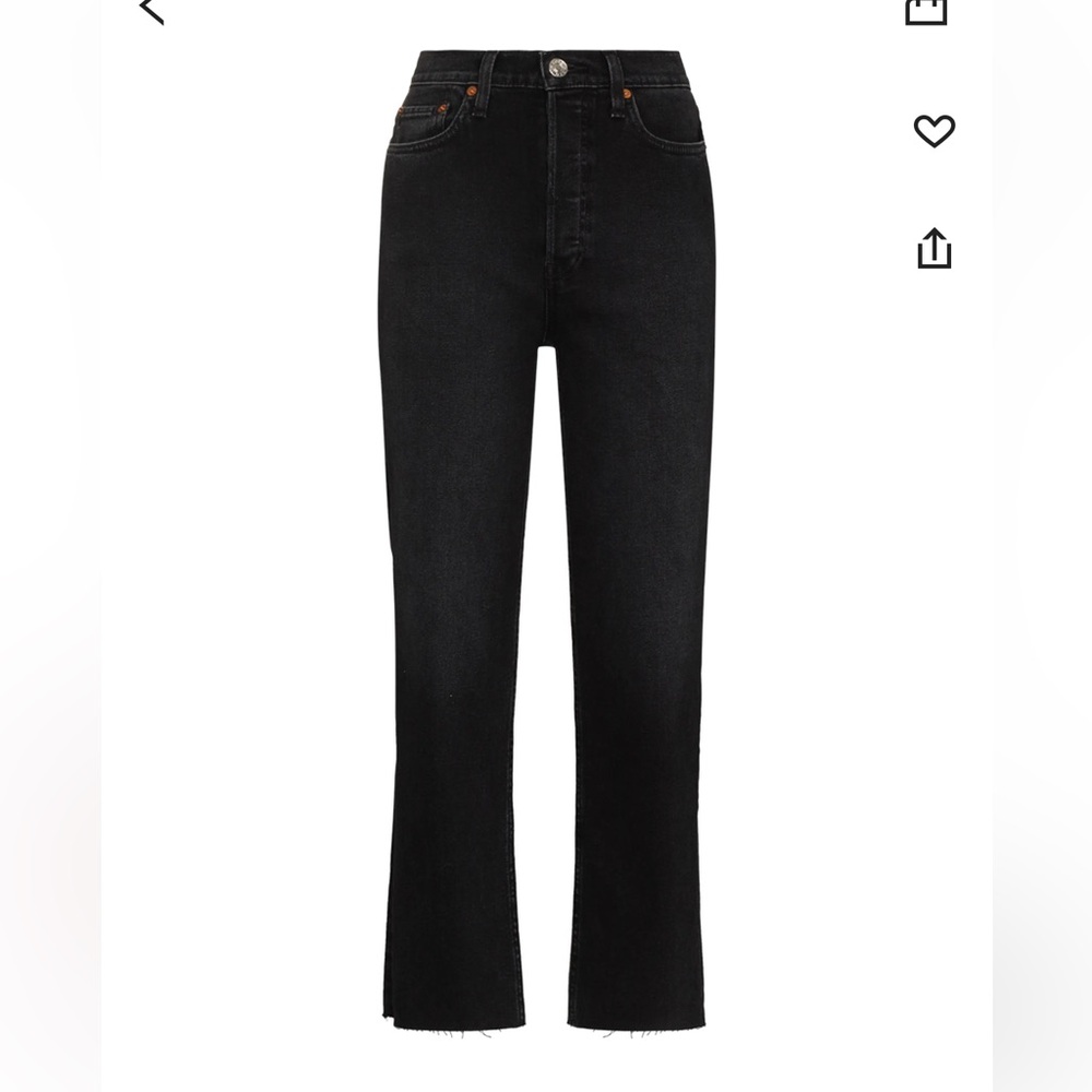 Re/Done Black Straight Leg Jeans 70s Stove Pipe Jeans (Washed Noir)
